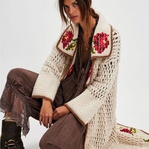 Free People Brinley Crochet Maxi Cardigan